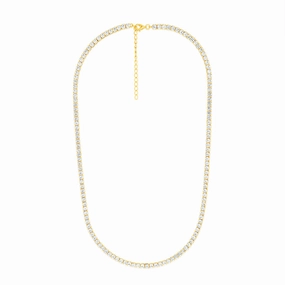 Sterling Silver Gold Plated 3mm Cubic Zirconia 45cm Tennis Chain