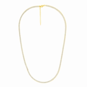 Sterling Silver Gold Plated 3mm Cubic Zirconia Tennis 50cm Chain