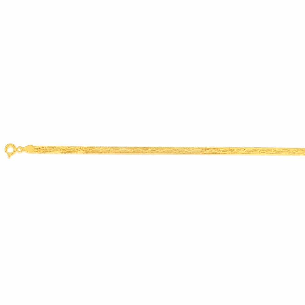 Sterling Silver Gold Plated 4mm Herringbone 19cm Bracelet