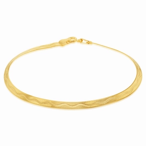 Sterling Silver Gold Plated 4mm Herringbone 19cm Bracelet