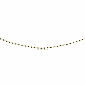 Sterling Silver Gold Plated Black Enamel Fancy 42 3cm Chain