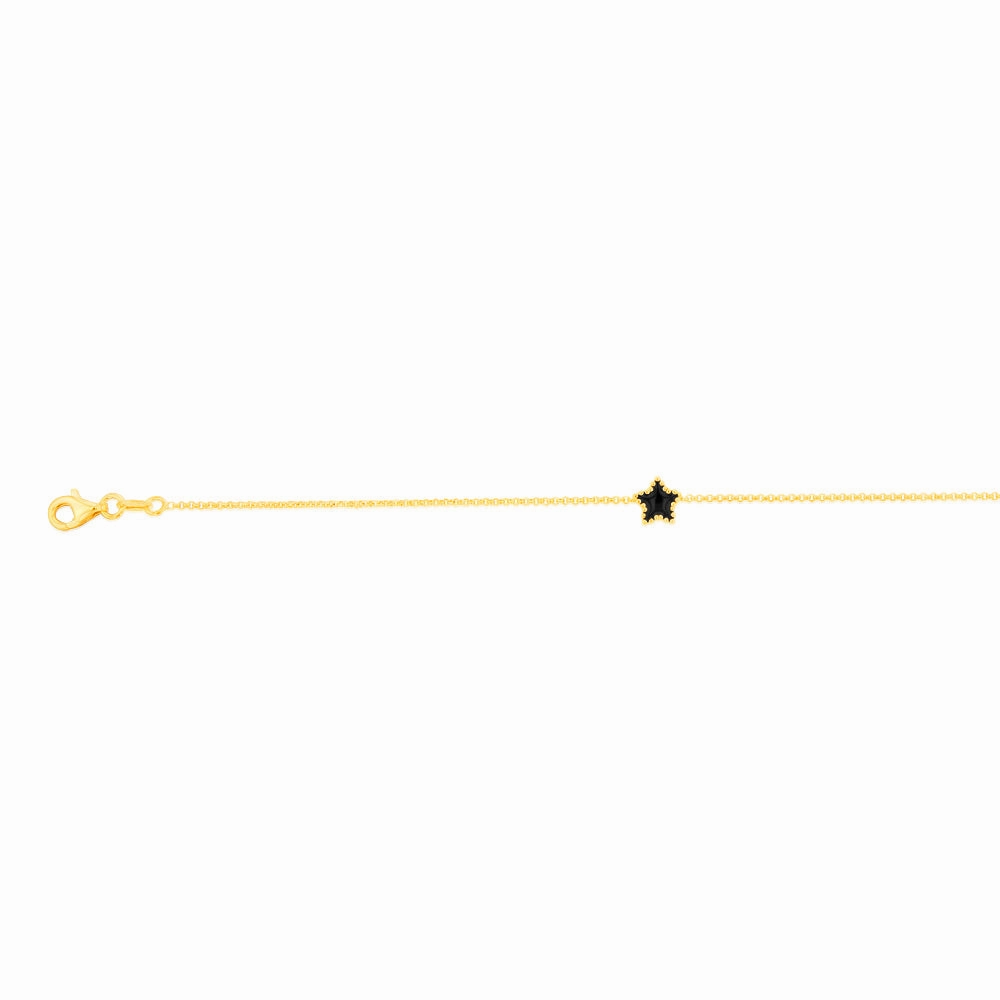 Sterling Silver Gold Plated Black Enamel Star 17 3cm Bracelet