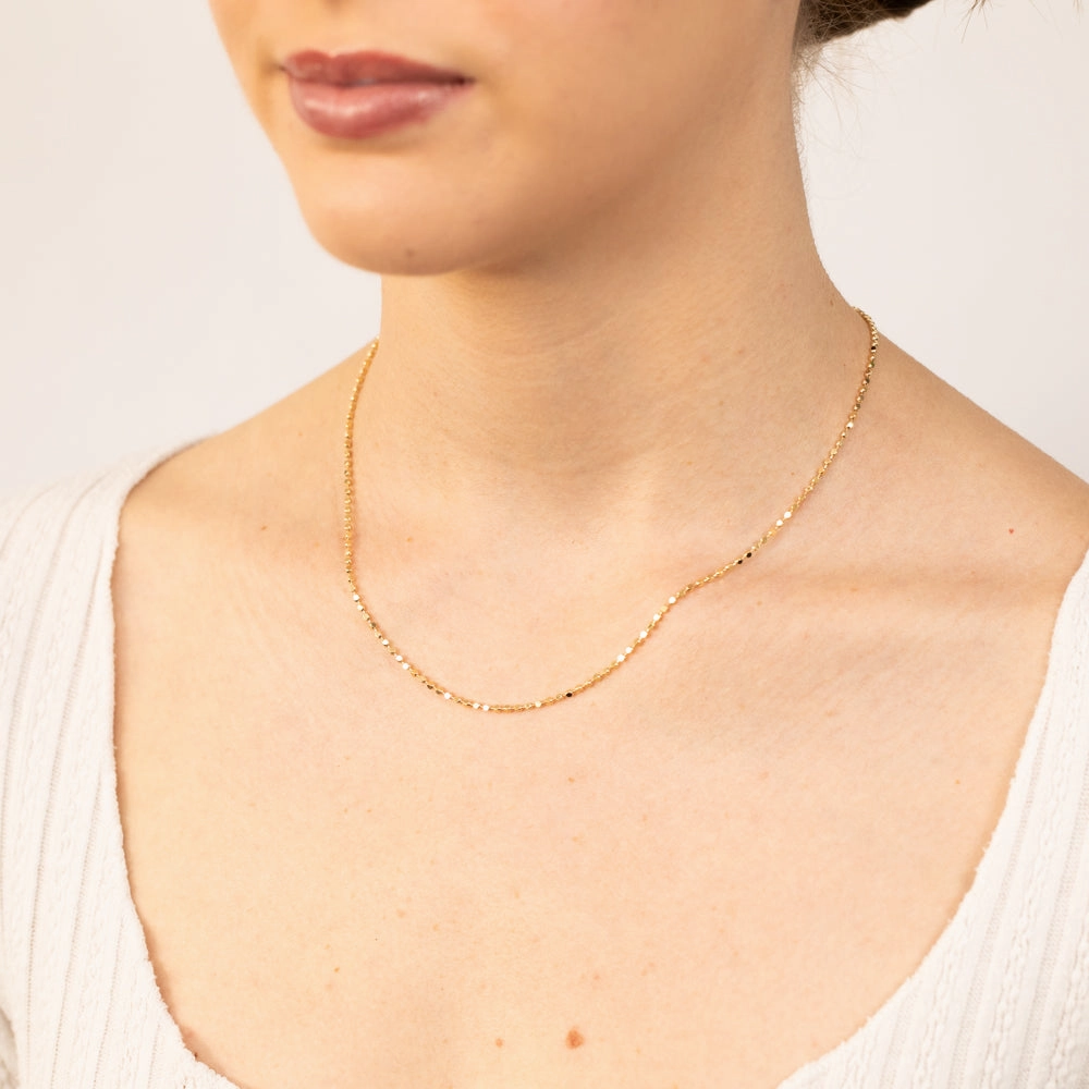 Sterling Silver Gold Plated Diamond Cut Fancy 42 4.5cm Chain