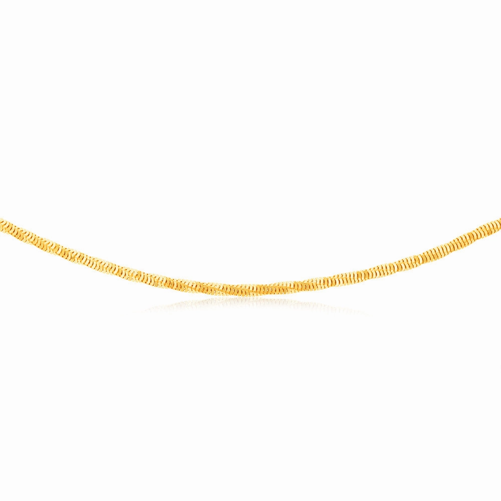 Sterling Silver Gold Plated Diamond Cut Square Snake 45cm Chain