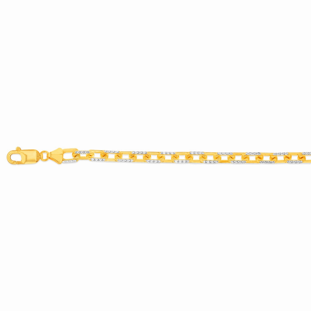 Sterling Silver Gold Plated Fancy 180 Gauge 19cm Bracelet