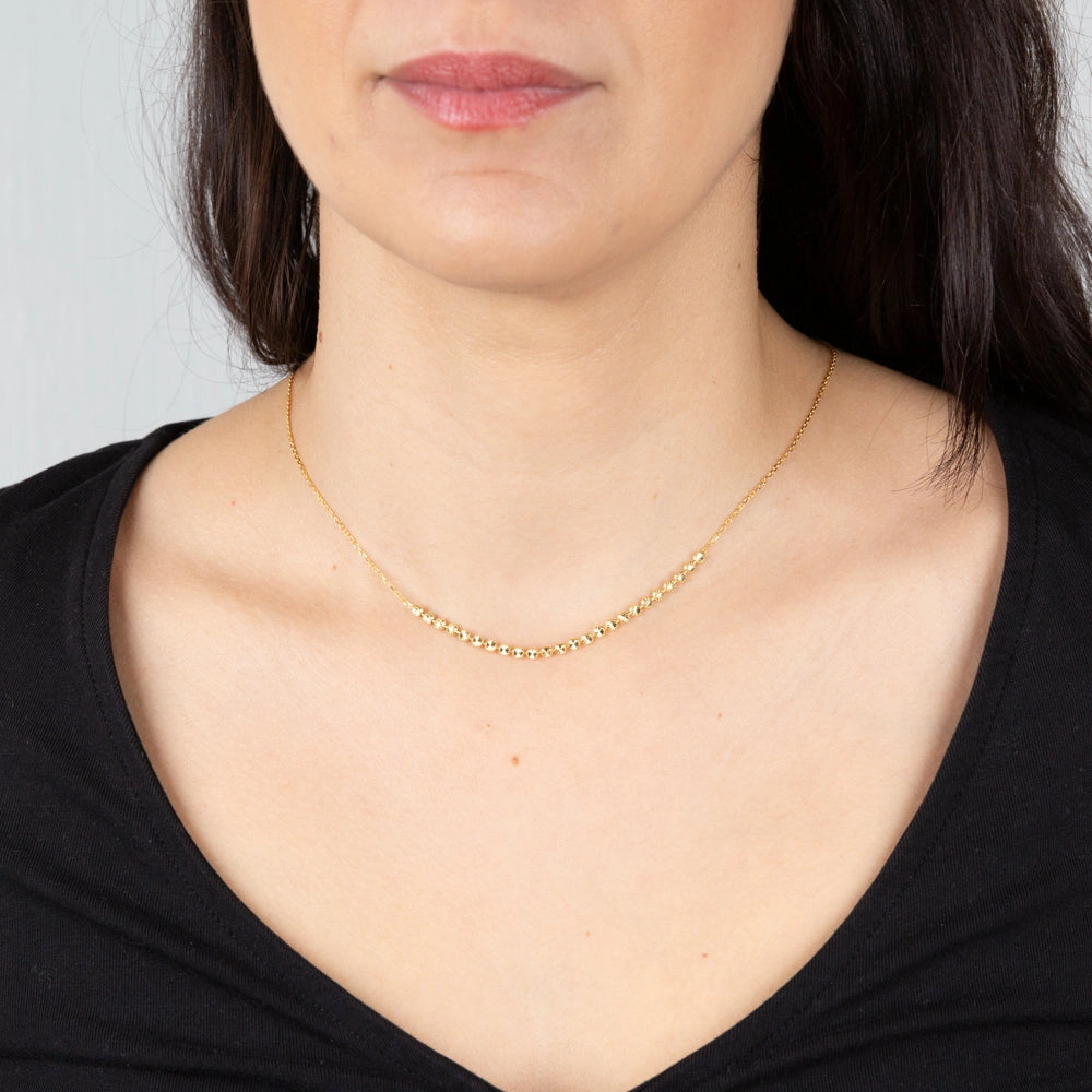 Sterling Silver Gold Plated Fancy Diamond Cut 42cm Chain