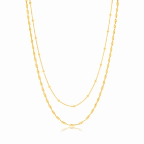 Sterling Silver Gold Plated Fancy Double Layer 38 5cm Chain