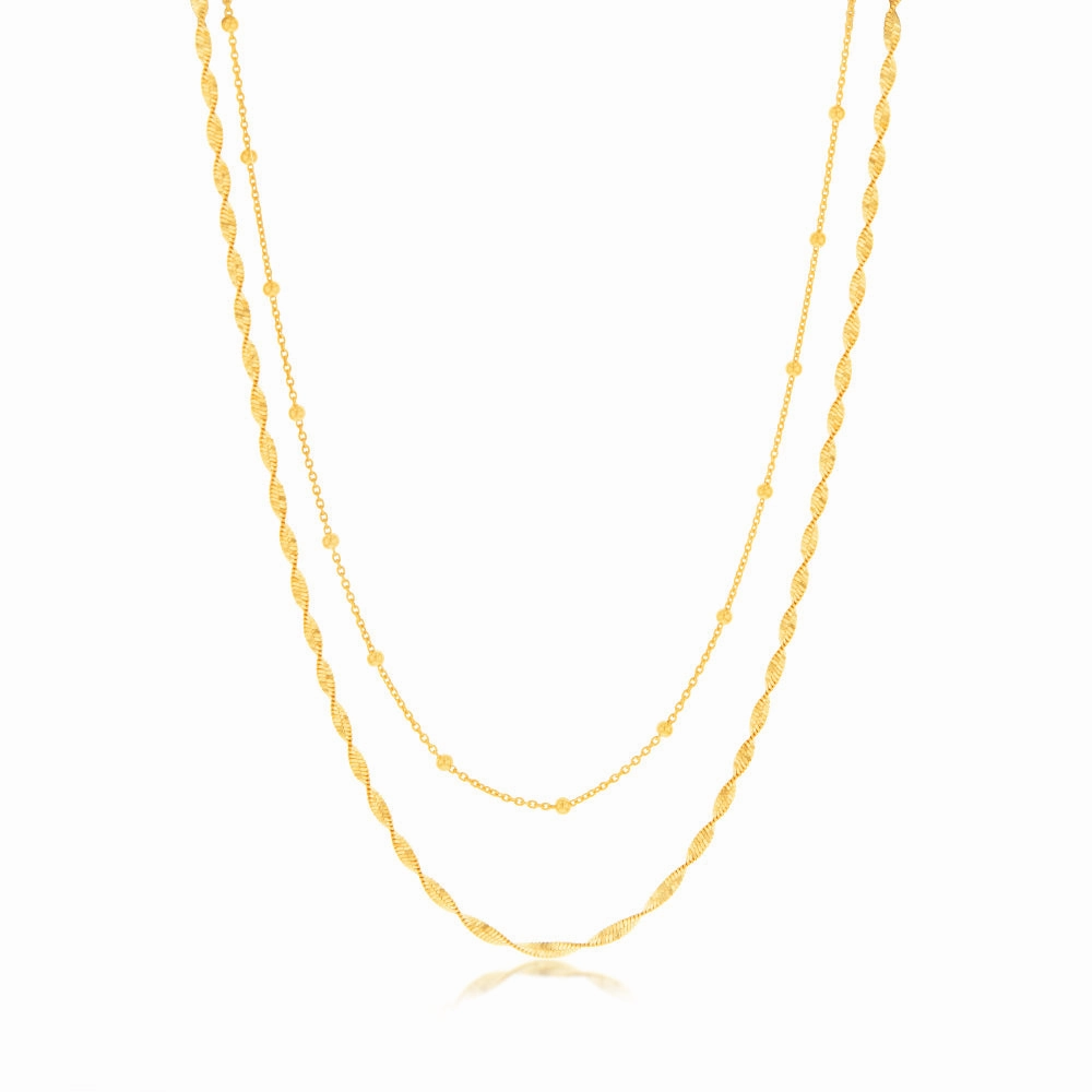 Sterling Silver Gold Plated Fancy Double Layer 38 5cm Chain