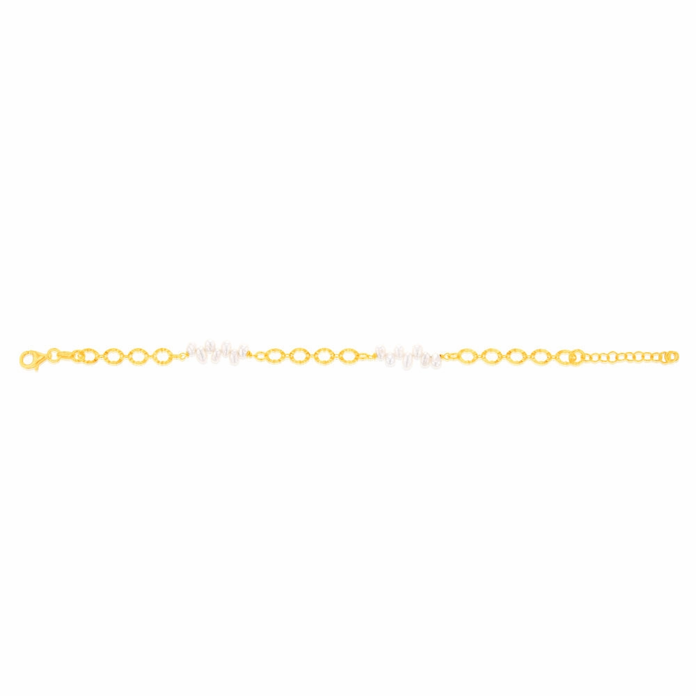 Sterling Silver Gold Plated Fresh Water Pearls And Fancy Links 16 3cm Bracelet