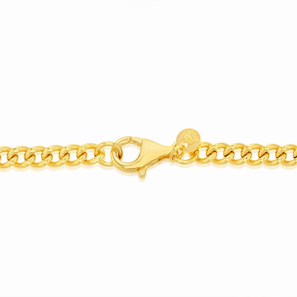 Sterling Silver Gold Plated Graduating Hollow 200- 320 Gauge Curb 45cm Chain