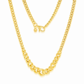 Sterling Silver Gold Plated Graduating Hollow 200- 320 Gauge Curb 45cm Chain