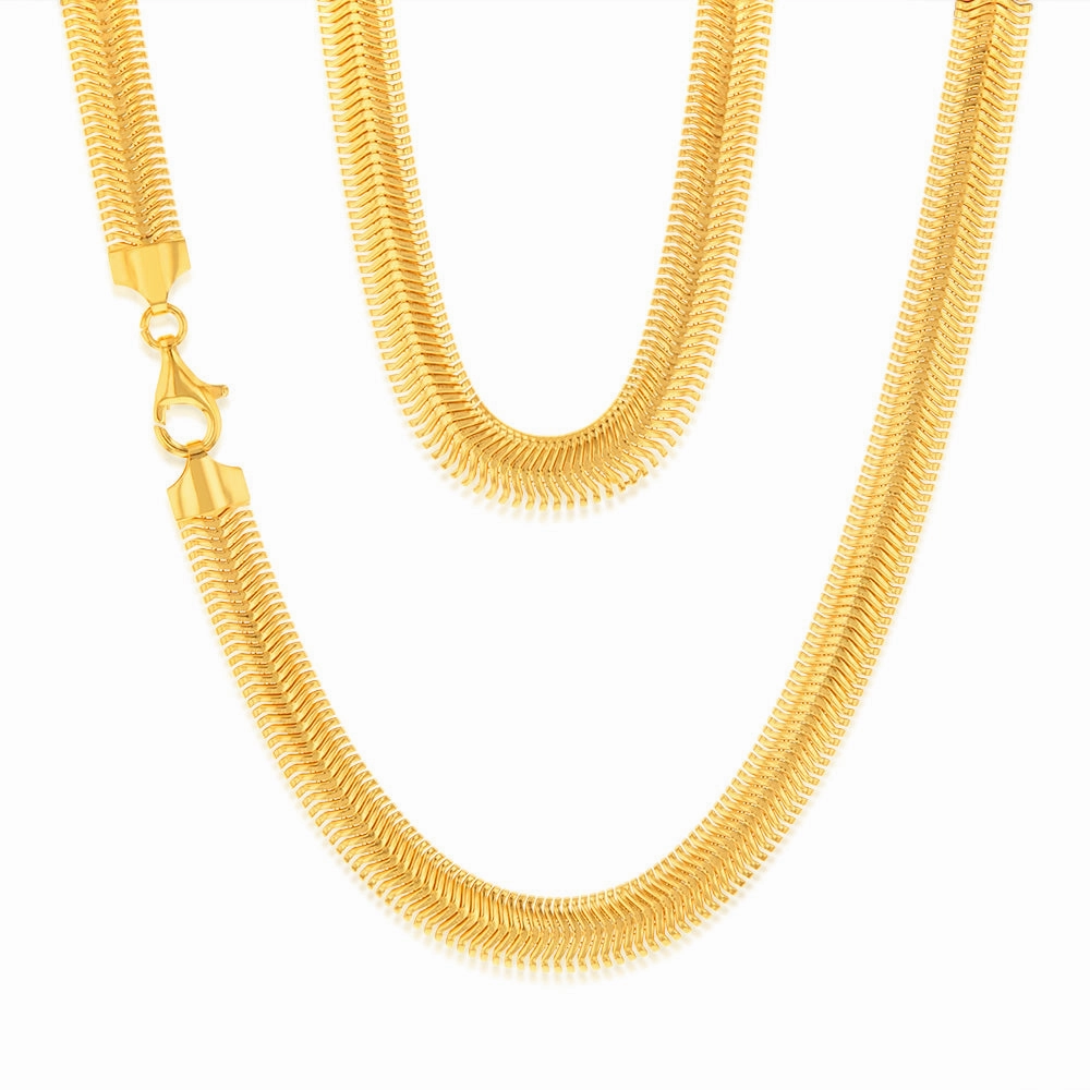 Sterling Silver Gold Plated Oval Snake 45cm Chain