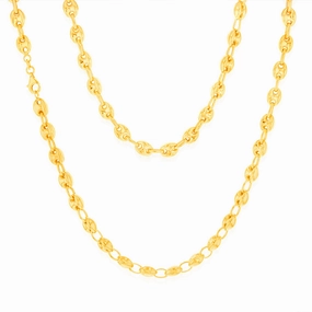 Sterling Silver Gold Plated Puff 50.5cm Chain