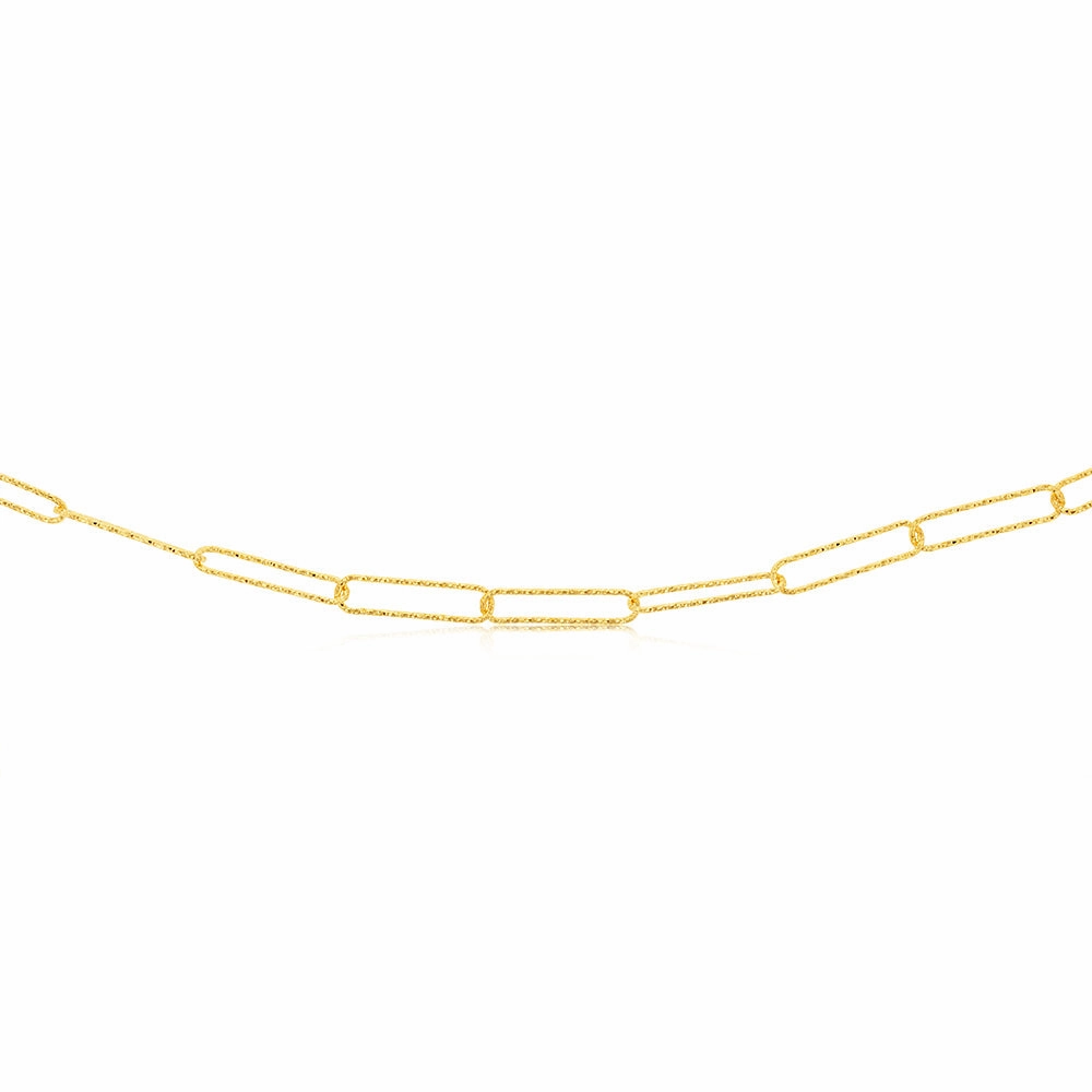 Sterling Silver Gold Plated Textured Paperclip 42cm Chain