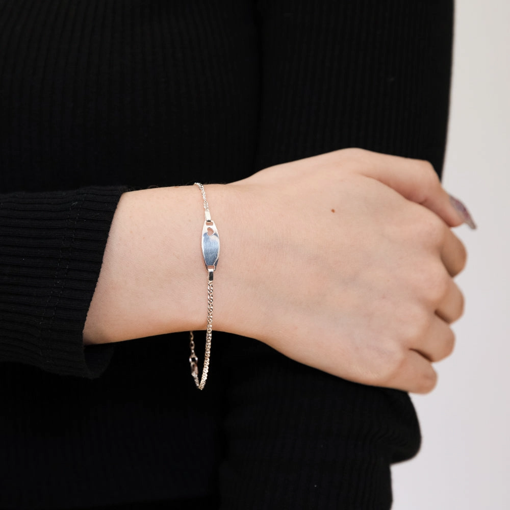 Sterling Silver Heart Cut Out On 16 3cm ID Bracelet