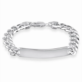 Sterling Silver Heavy Curb 250 Gauge ID Bracelet 21cm