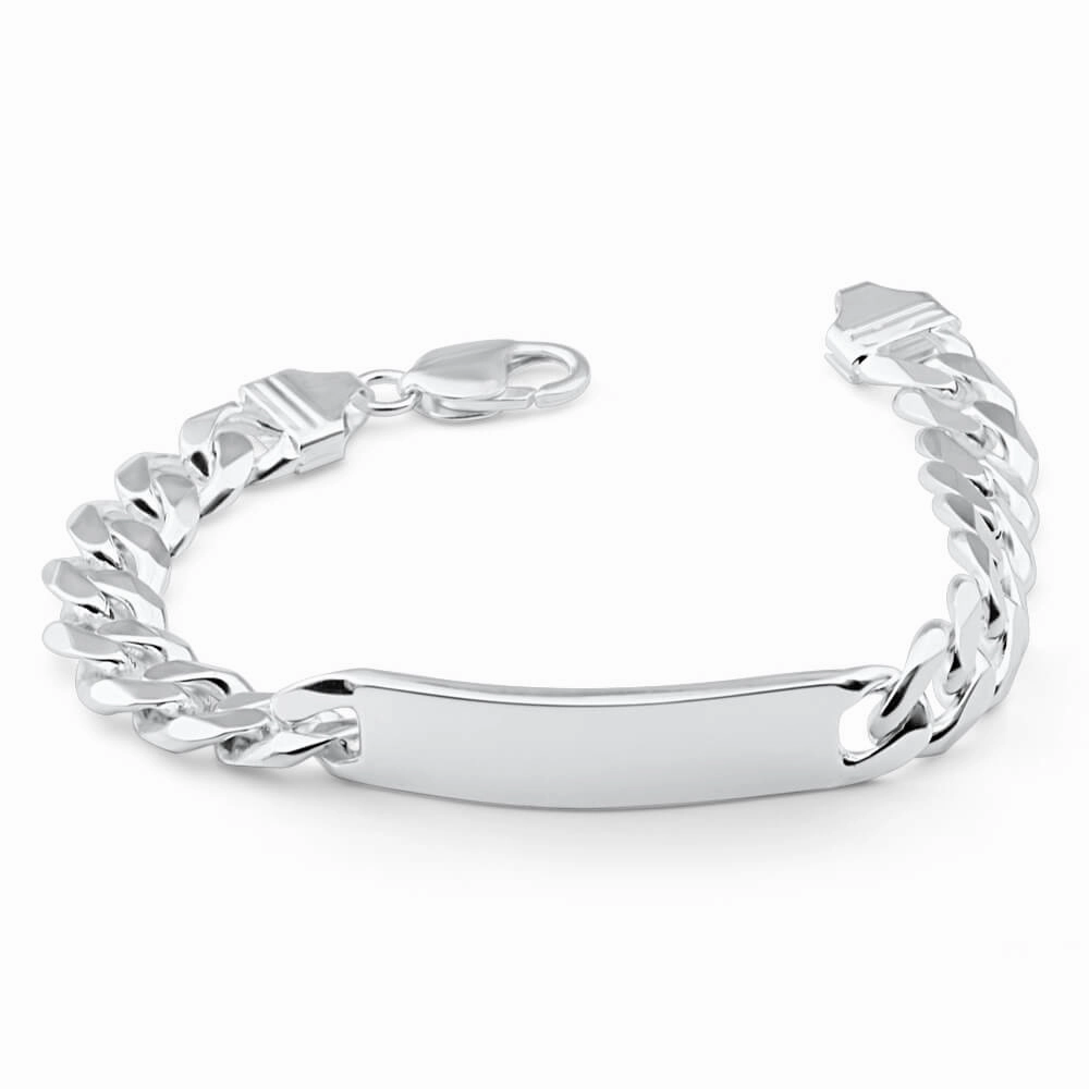 Sterling Silver Heavy Curb 300 Gauge ID Bracelet 22cm