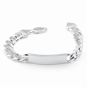 Sterling Silver Heavy Curb 300 Gauge ID Bracelet 22cm