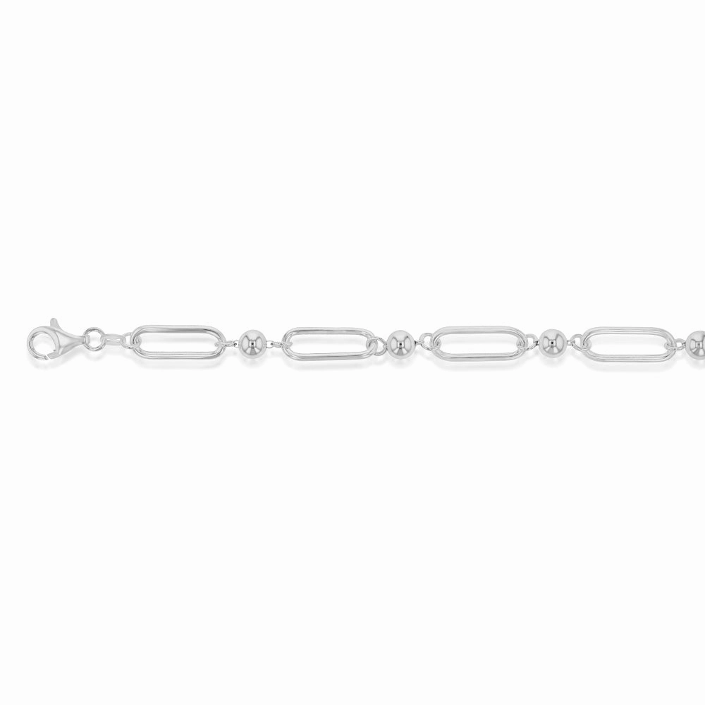 Sterling Silver Link And Ball Fancy 19cm Bracelet