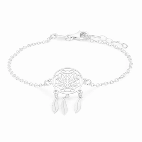 Sterling Silver Lotus Dream Catcher 19cm Bracelet