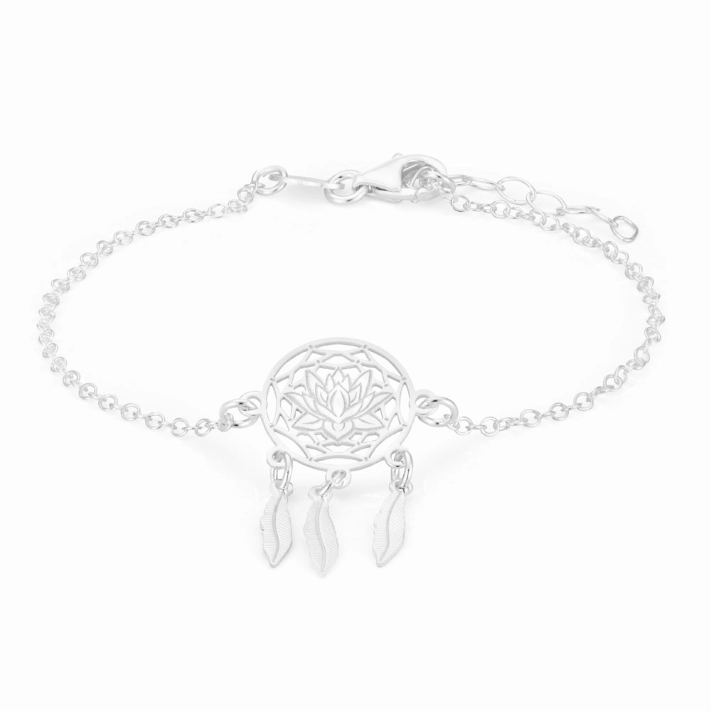 Sterling Silver Lotus Dream Catcher 19cm Bracelet