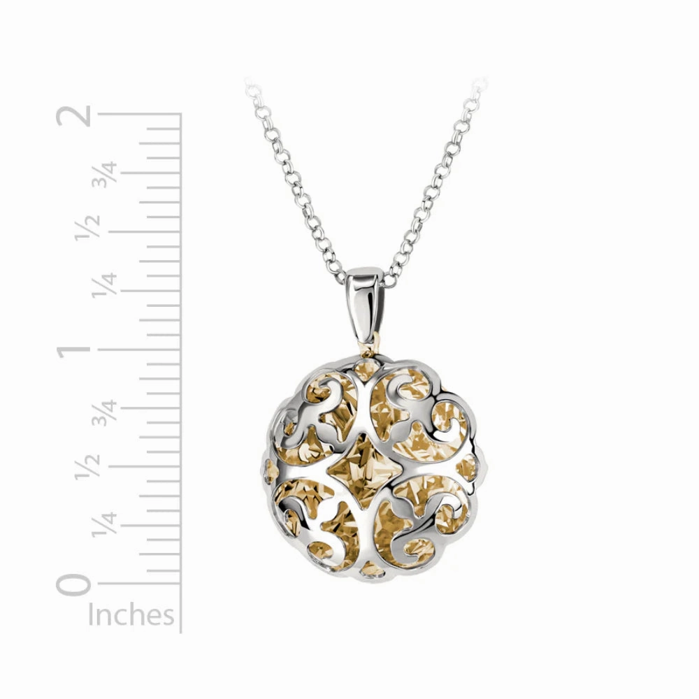 Sterling Silver Open Cut-Out Domed Pendant Necklace