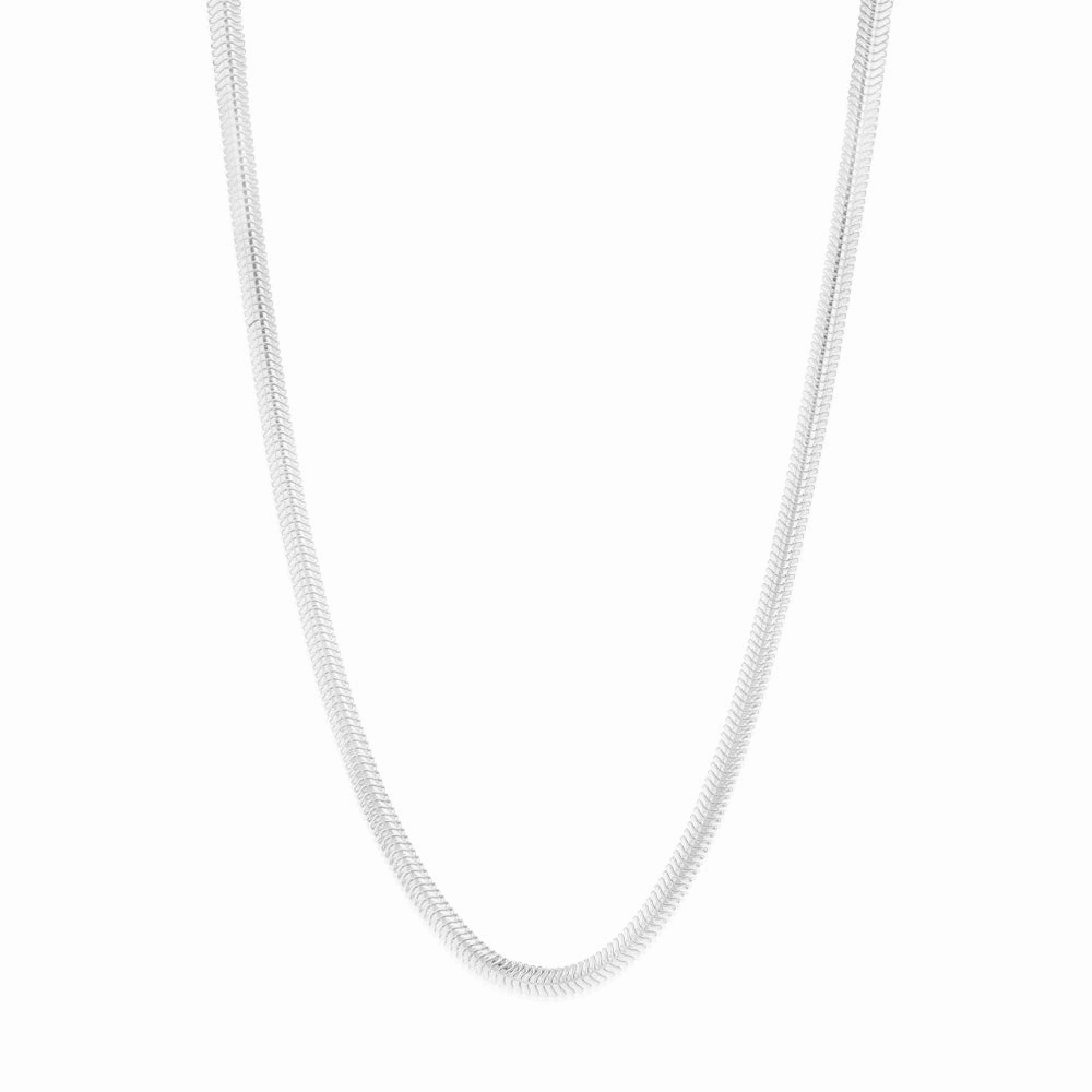 Sterling Silver Oval Snake 37 5cm Chain