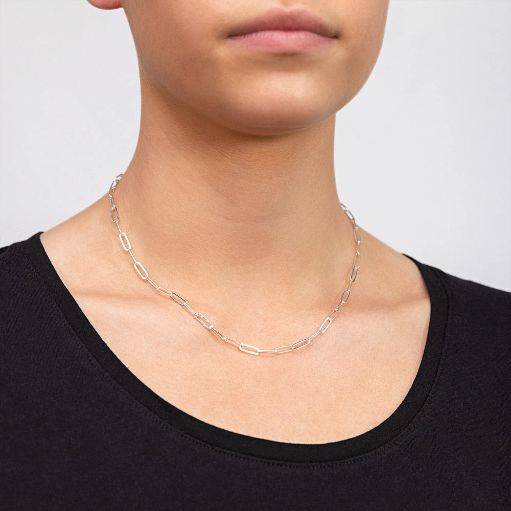 Sterling Silver Paper Clip 42 3cm Chain