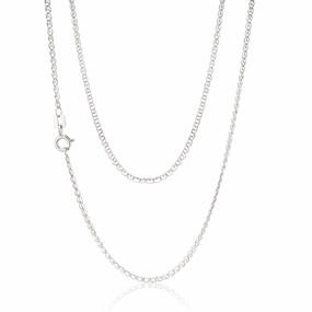 Sterling Silver Rhodium Plated 45cm Double Curb Chain