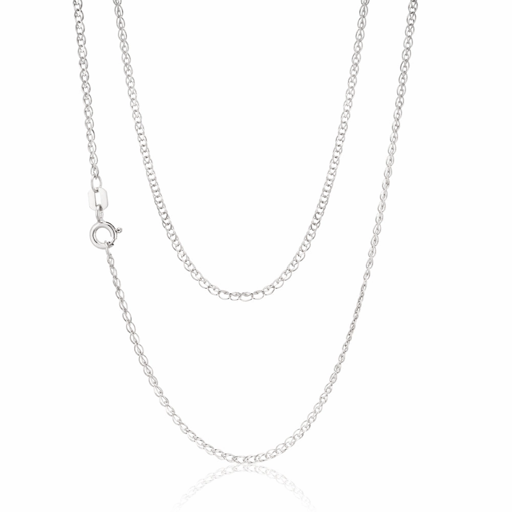 Sterling Silver Rhodium Plated 45cm Double Curb Chain