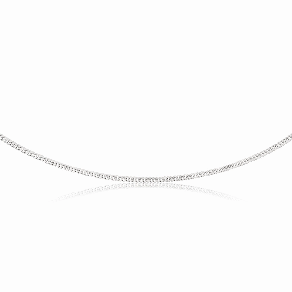 Sterling Silver Rhodium Plated 55cm 90 Gauge Flat Curb Chain