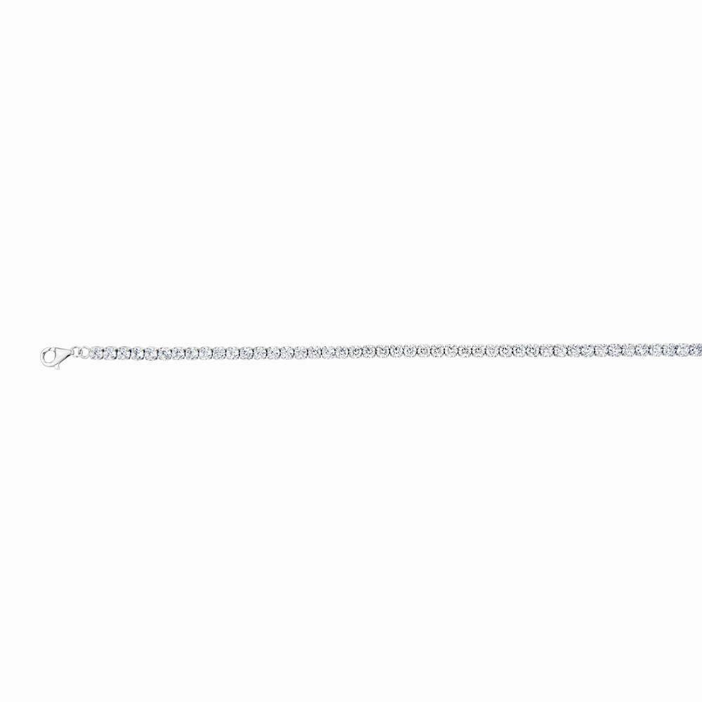 Sterling Silver Rhodium Plated White Round Cubic Zirconia 16.5 3cm Tennis Bracelet
