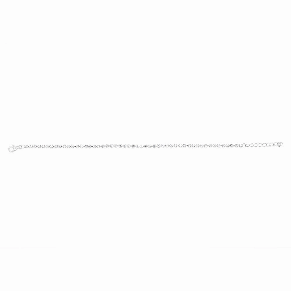 Sterling Silver Rhodium Plated White Round Zirconia 16.5 3cm Tennis Bracelet