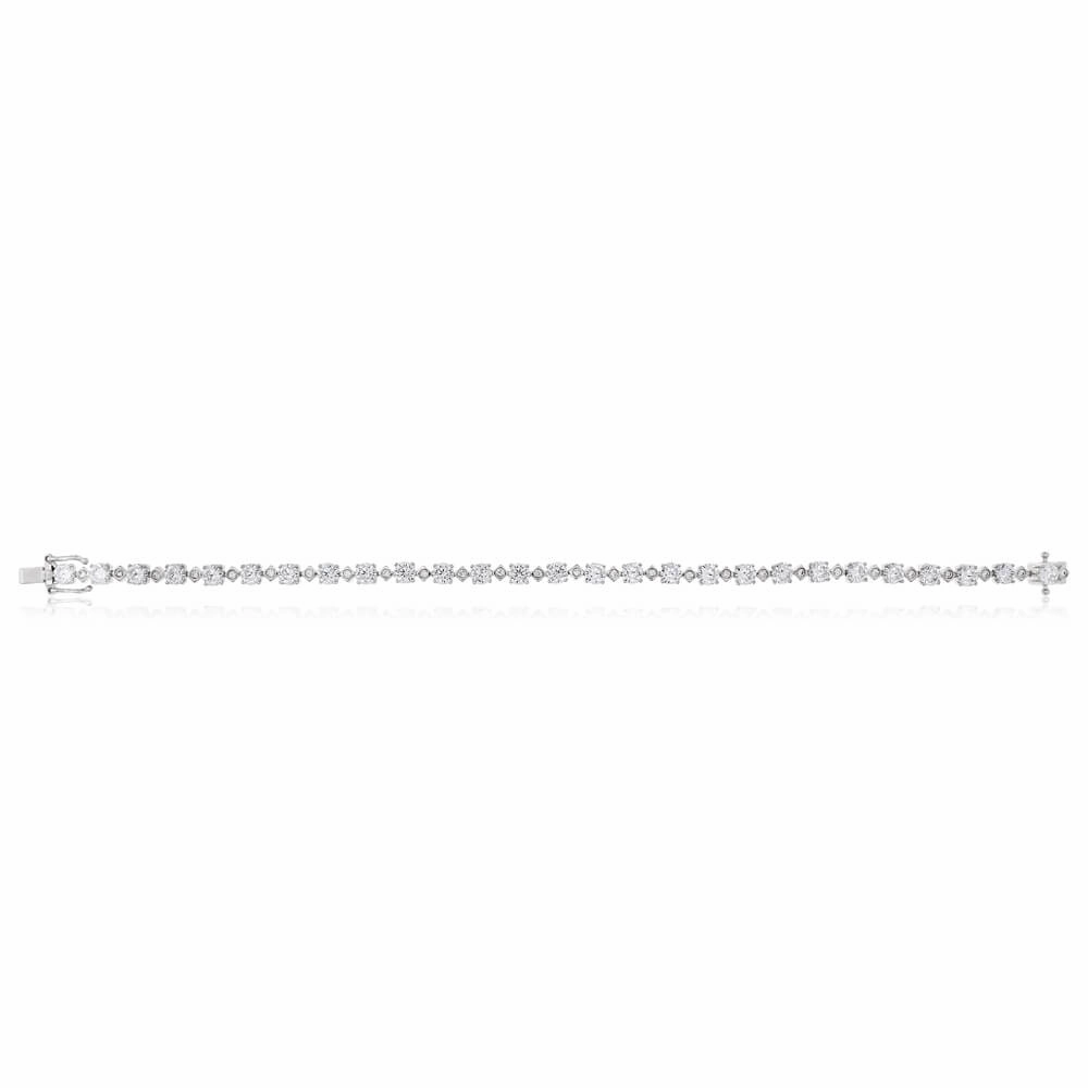 Sterling Silver Rhodium Plated Zirconia Tennis 18.5cm Bracelet