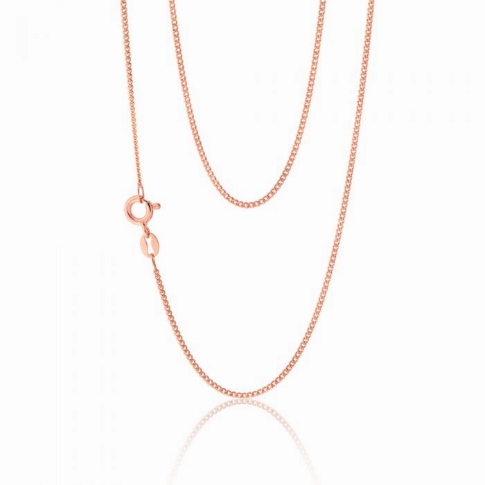 Sterling Silver Rose Plated 45cm Curb Dicut Chain