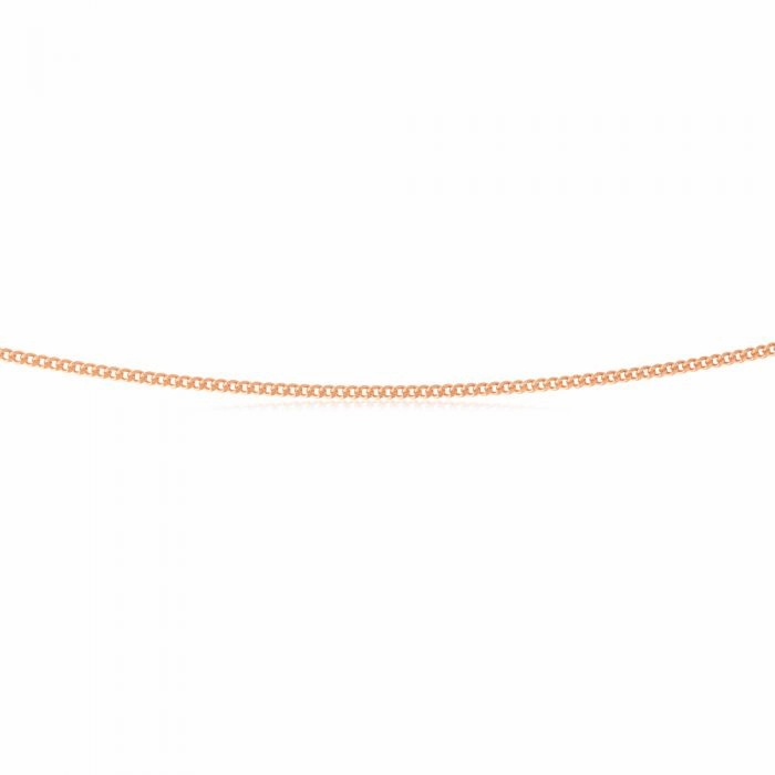 Sterling Silver Rose Plated 45cm Curb Dicut Chain