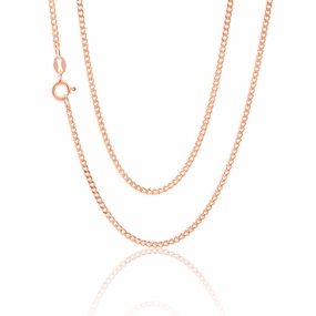 Sterling Silver Rose Plated 60 Gauge 50cm Curb Dicut Chain