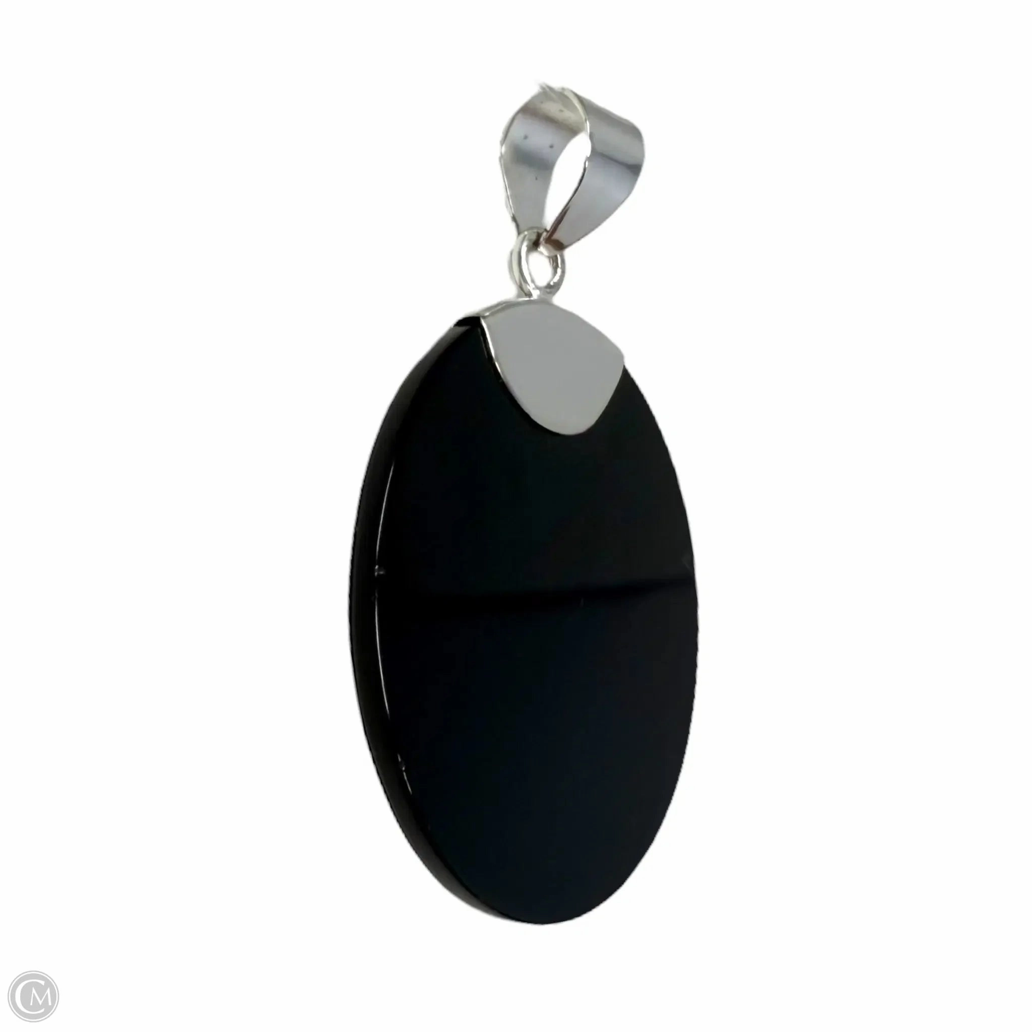 Sterling Silver Round Black Onyx Pendant By Unbranded