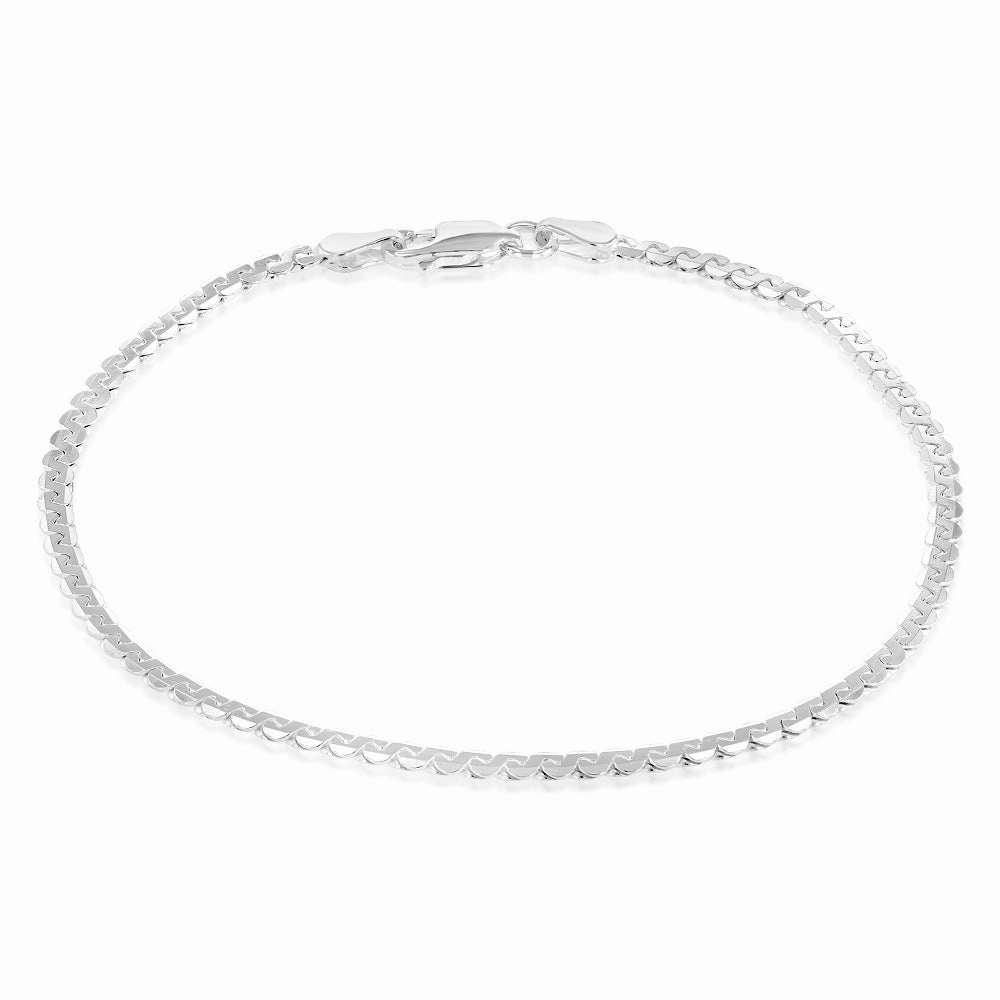 Sterling Silver Serpentine 80 Gauge 19cm Bracelet