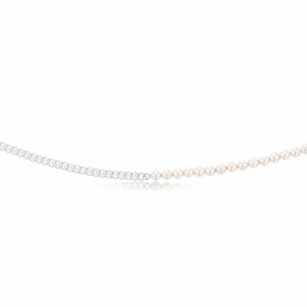 Sterling Silver Simulated Pearls 45cm Chain