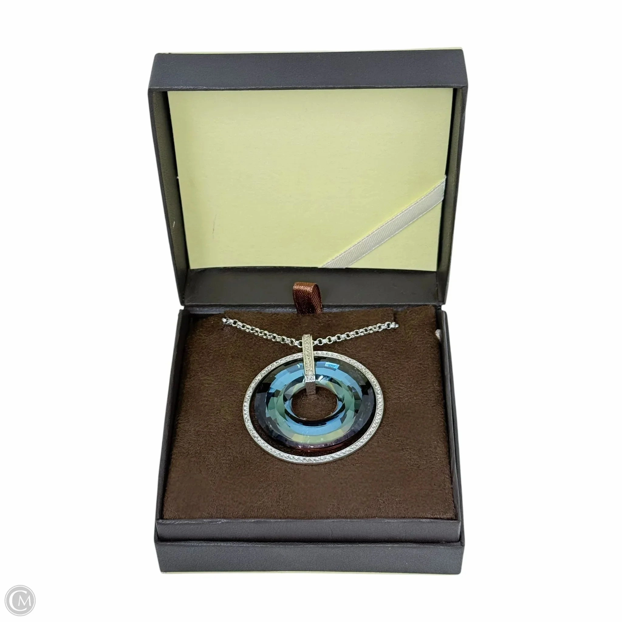 Sterling Silver Swarovski Crystal Circle Pendant Necklace Sterling Silver Stamped RL