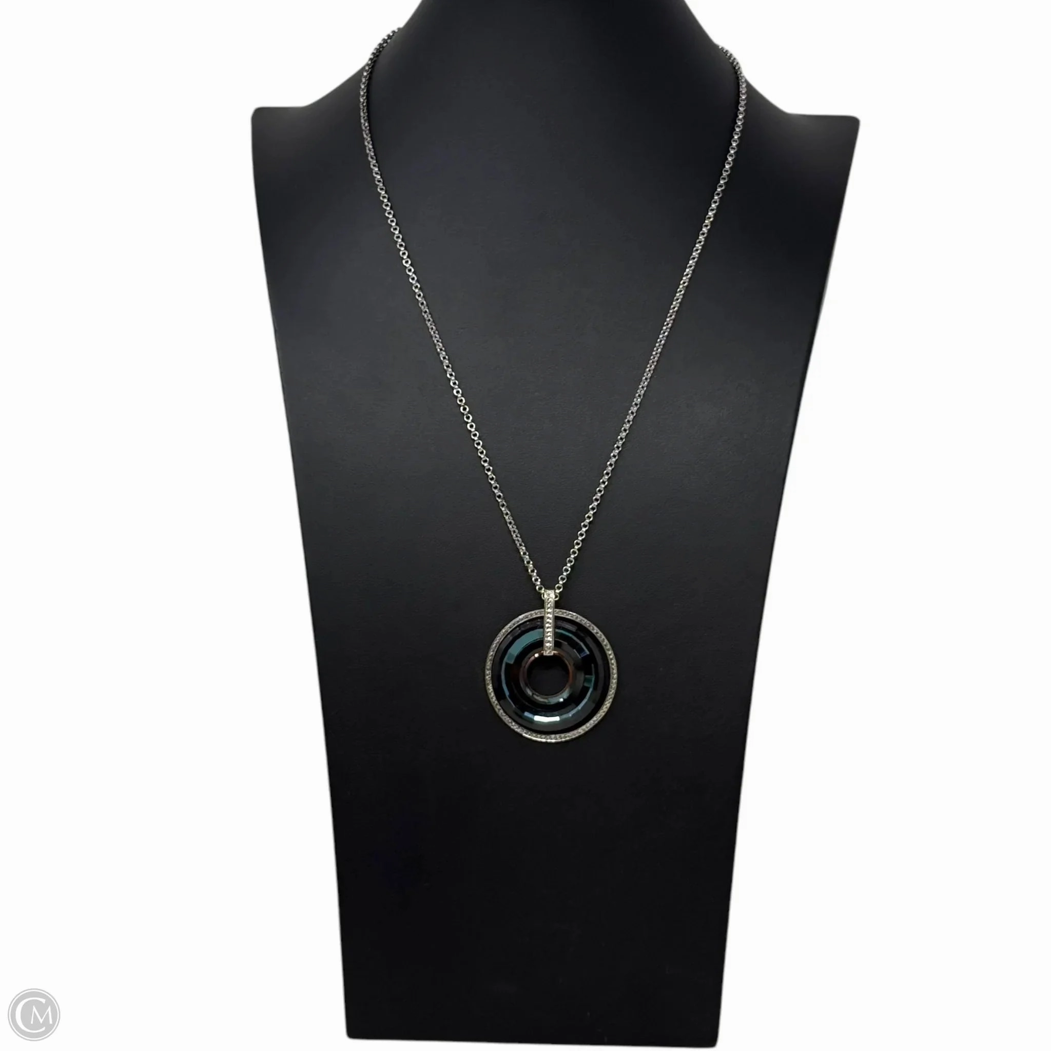 Sterling Silver Swarovski Crystal Circle Pendant Necklace Sterling Silver Stamped RL