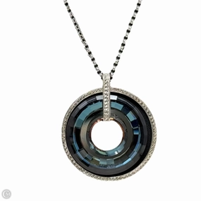 Sterling Silver Swarovski Crystal Circle Pendant Necklace Sterling Silver Stamped RL