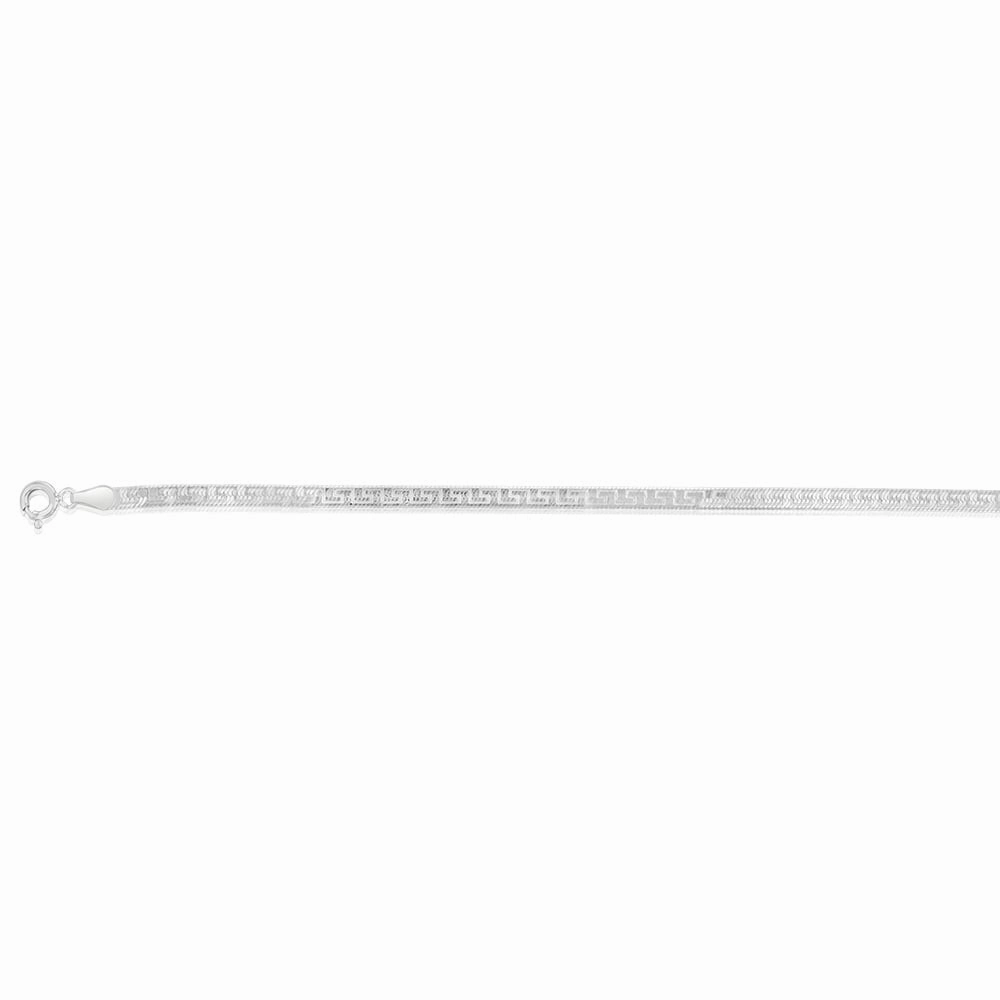 Sterling Silver Textured 4mm Herringbone 19cm Bracelet