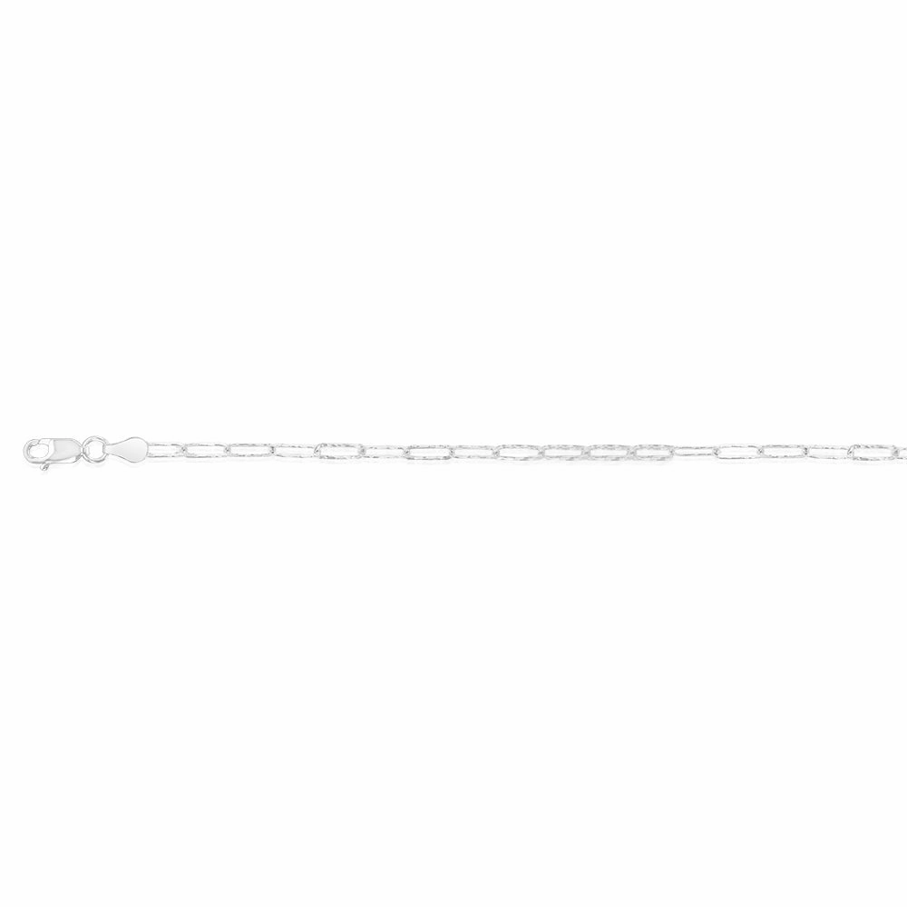 Sterling Silver Textured Paperclip 60 Gauge 19cm Chain