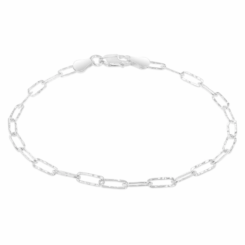 Sterling Silver Textured Paperclip 60 Gauge 19cm Chain