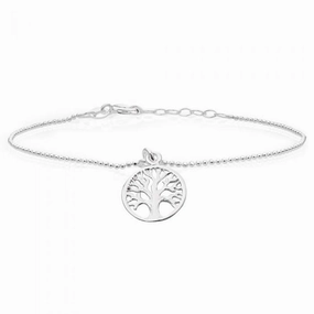 Sterling Silver Tree of Life dicut ball strand Bracelet 19cm