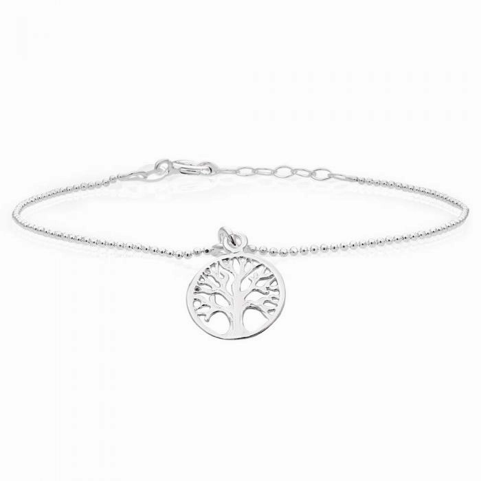 Sterling Silver Tree of Life dicut ball strand Bracelet 19cm
