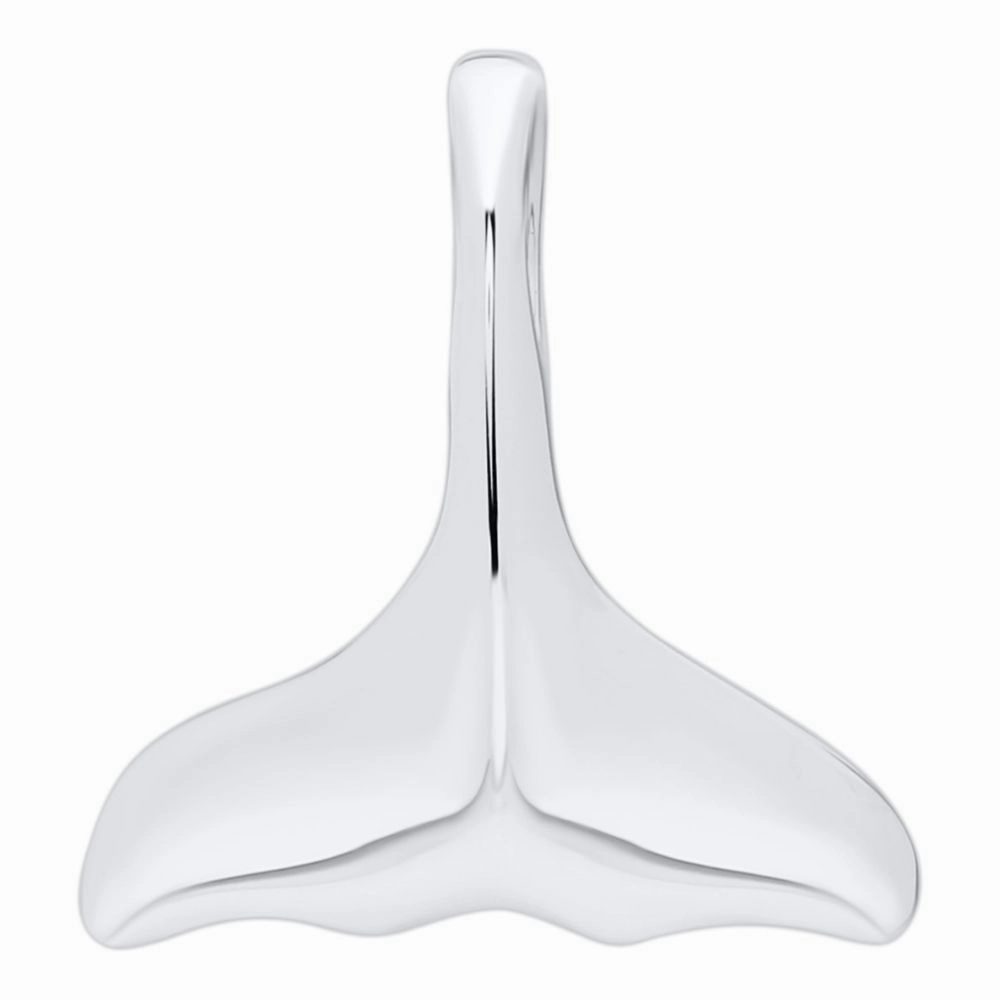 Sterling Silver Whale Tail Pendant Necklace, 18"
