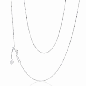 Sterling Silver Wheat Adjustable Heart Drop Chain 50cm